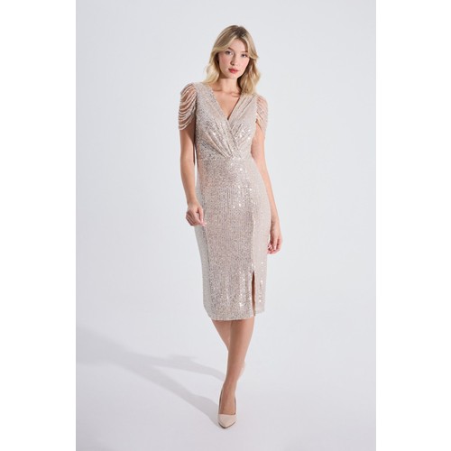 HOX'S Gloria Sequin Midi Pencil Evening Dress